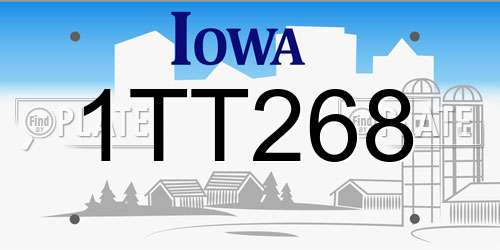 1TT268 Iowa License Plate