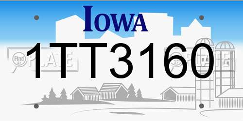 1TT3160 Iowa License Plate