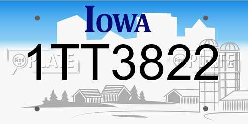 1TT3822 Iowa License Plate