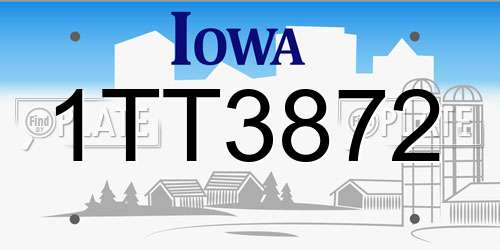 1TT3872 Iowa License Plate