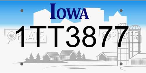 1TT3877 Iowa License Plate