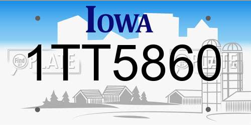 1TT5860 Iowa License Plate