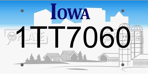 1TT7060 Iowa License Plate