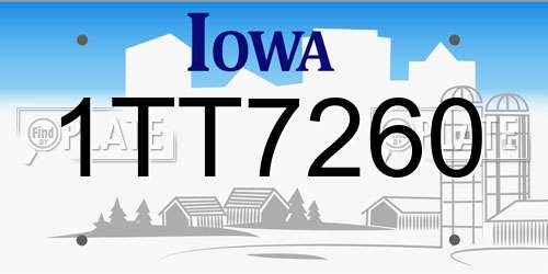 1TT7260 Iowa License Plate