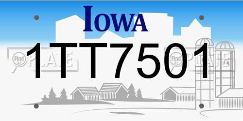 1TT7501 Iowa License Plate