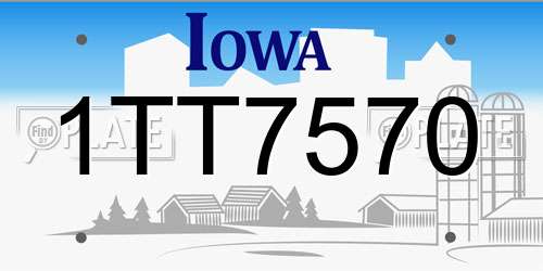 1TT7570 Iowa License Plate