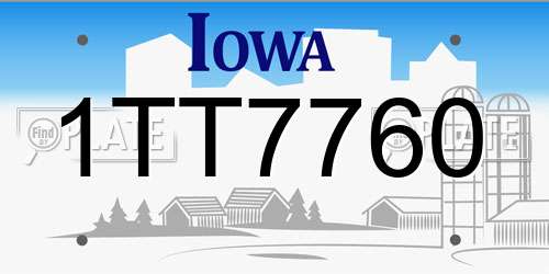 1TT7760 Iowa License Plate