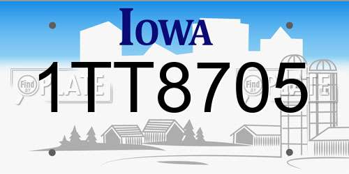 1TT8705 Iowa License Plate