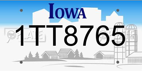 1TT8765 Iowa License Plate