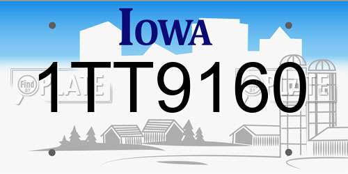 1TT9160 Iowa License Plate
