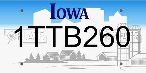 1TTB260 Iowa License Plate