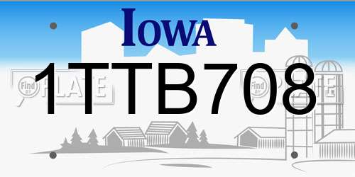1TTB708 Iowa License Plate