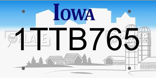 1TTB765 Iowa License Plate