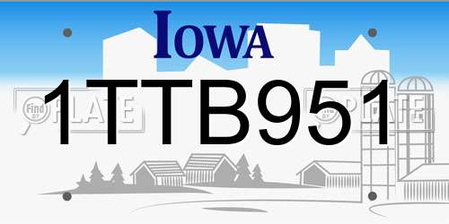 1TTB951 Iowa License Plate