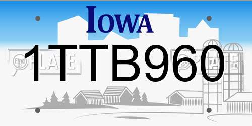 1TTB960 Iowa License Plate