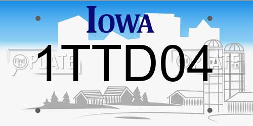 1TTD04 Iowa License Plate