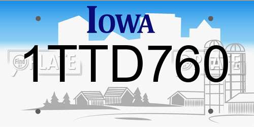 1TTD760 Iowa License Plate