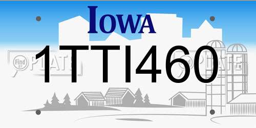 1TTI460 Iowa License Plate