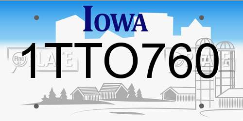 1TTO760 Iowa License Plate