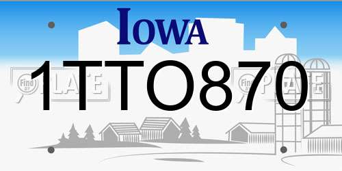 1TTO870 Iowa License Plate