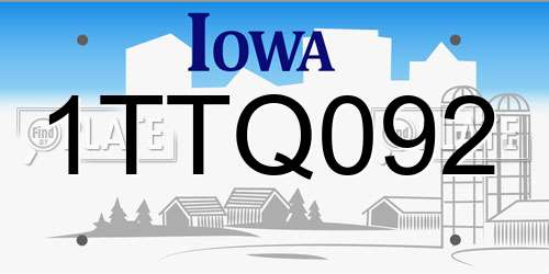 1TTQ092 Iowa License Plate