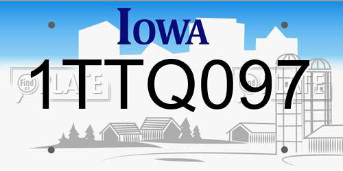 1TTQ097 Iowa License Plate