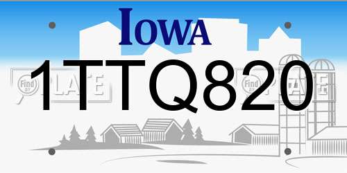 1TTQ820 Iowa License Plate
