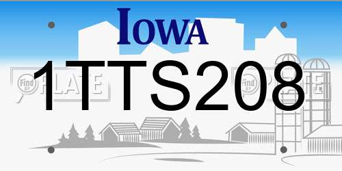 1TTS208 Iowa License Plate