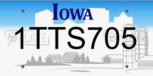 1TTS705 Iowa License Plate