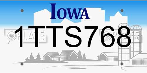 1TTS768 Iowa License Plate