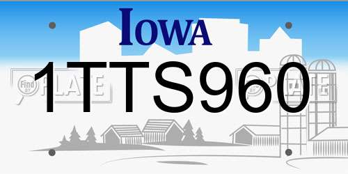 1TTS960 Iowa License Plate