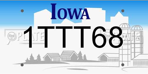 1TTT68 Iowa License Plate