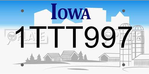 1TTT997 Iowa License Plate