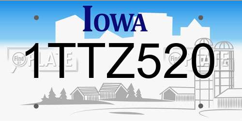 1TTZ520 Iowa License Plate