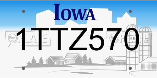 1TTZ570 Iowa License Plate