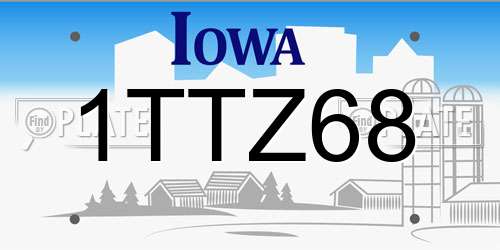1TTZ68 Iowa License Plate