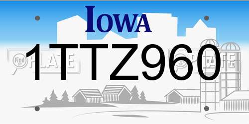 1TTZ960 Iowa License Plate