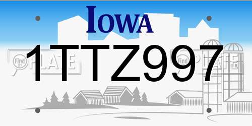 1TTZ997 Iowa License Plate
