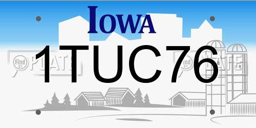 1TUC76 Iowa License Plate