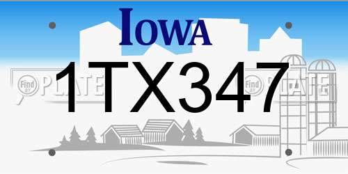 1TX347 Iowa License Plate