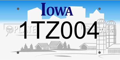 1TZ004 Iowa License Plate