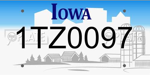 1TZ0097 Iowa License Plate