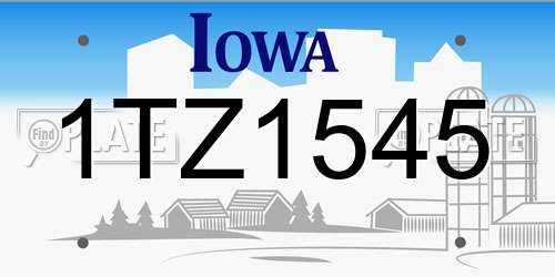 1TZ1545 Iowa License Plate