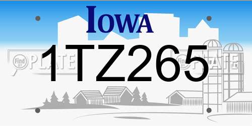 1TZ265 Iowa License Plate