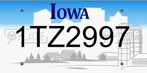 1TZ2997 Iowa License Plate