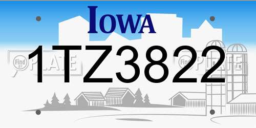1TZ3822 Iowa License Plate