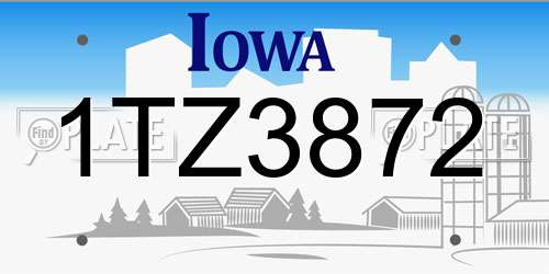 1TZ3872 Iowa License Plate