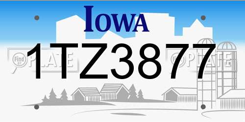 1TZ3877 Iowa License Plate