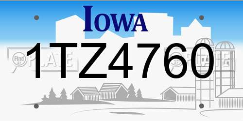 1TZ4760 Iowa License Plate