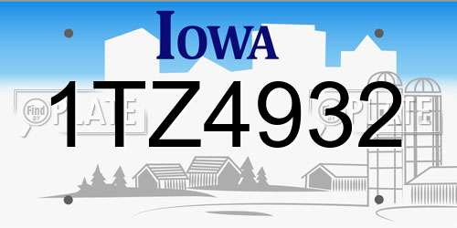 1TZ4932 Iowa License Plate